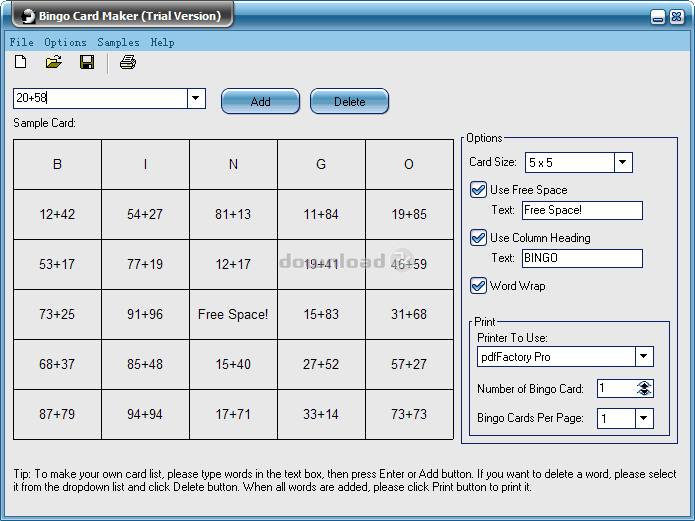 Herunterladen Bingo Card Maker 4 3 Kostenlose Testphase Erstellen Und Drucken Von Bingo Karten